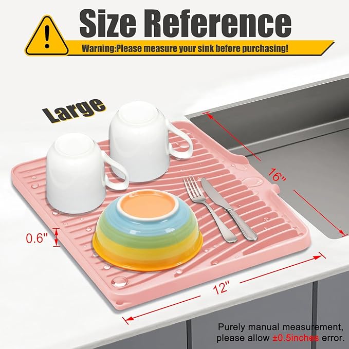 TIKNIK Silicone Dish Drying Mat, Stone Drying Mat - Image 2