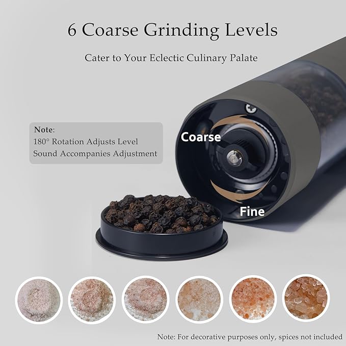 Electric Salt and Pepper Grinder Set, USB Rechargeable, Automatic Salt and - Image 6