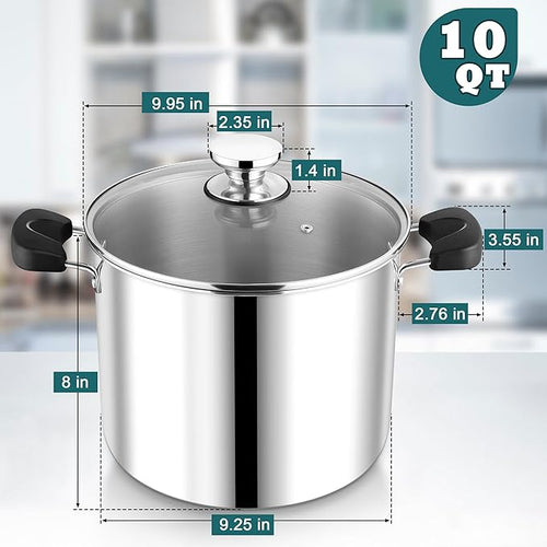 10 Quart 3-Ply Cooking Stock Pot - Image 2