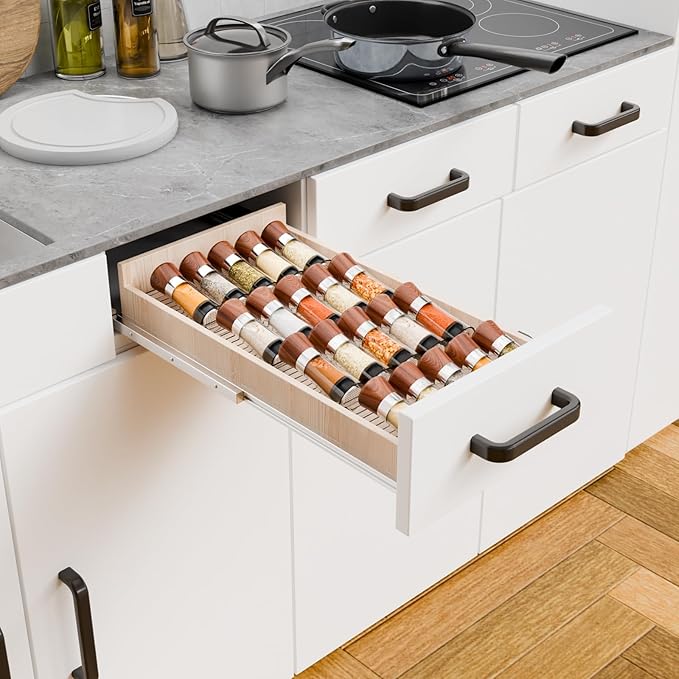 Yieach 4 Pack Adjustable Narrow In Drawer Spice Organizer - Image 3