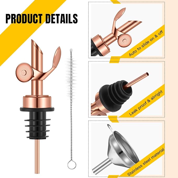 Tioncy 4 Pieces Weighted Stainless Steel Pourers Olive Oil Spout Olive Oil - Image 3