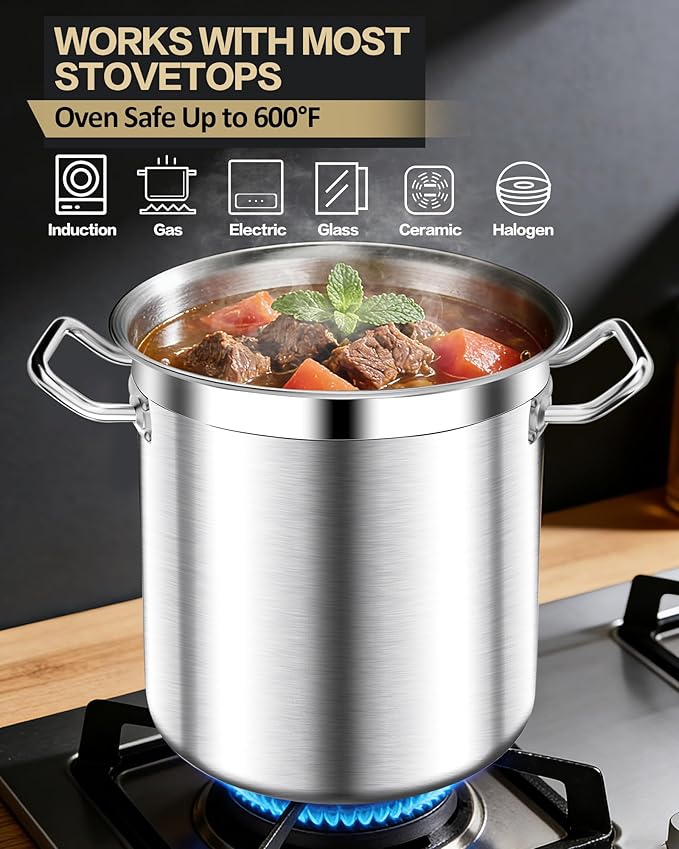 STOCKPOT Extra-Large Stainless Steel Stock Pot – Commercial Heavy Duty Soup Pot - Image 2