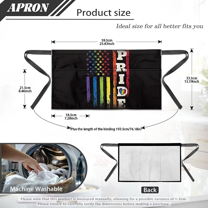 Server Apron with 3 Pockets, Waterproof Oil Waitress Waiter Half Apron - Image 7