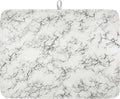 White Grey Marble Dish Drying Mat by Unknown