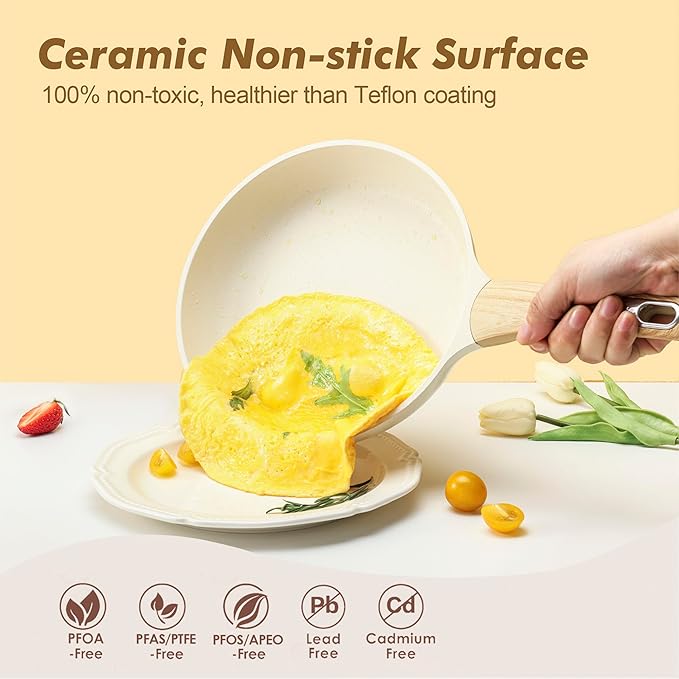 SENSARTE Ceramic Cookware Sets, Pots and Pans Set Non stick, 14 Piece Induction - Image 2