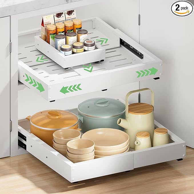 2 Pack Pull out Cabinet Organizer, Width Depth, by BUFOR