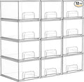 Vtopmart 12 Pack Small Clear Stackable Storage Drawers, Acrylic Bathroom Makeup by Vtopmart