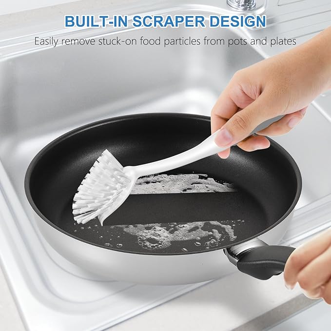 SetSail Dish Brush with Handle, 3 Pack Stiff Bristles Dish Scrubber with - Image 5