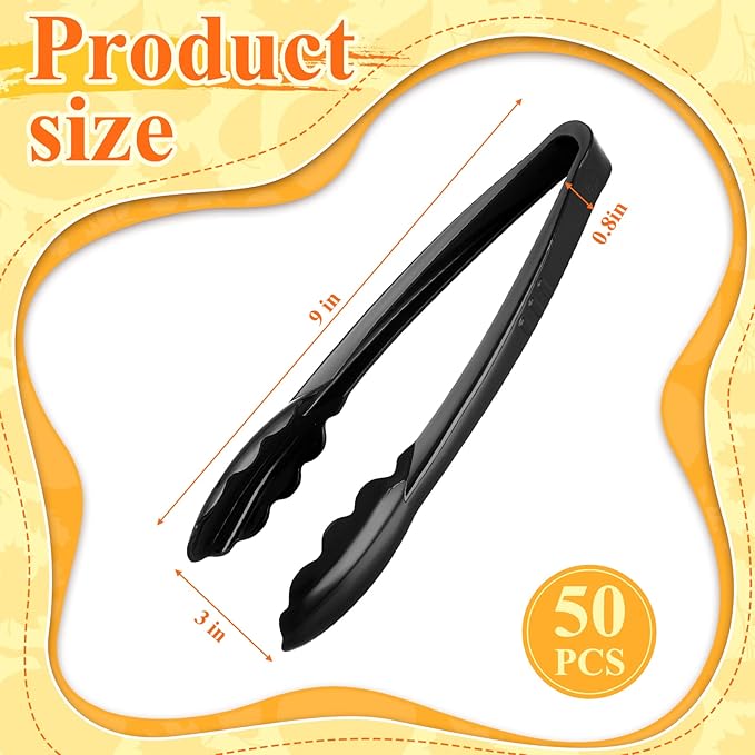 Tessco for you 80 Pcs Plastic Tongs for Serving Bulk, 9 Inch Plastic Disposable - Image 2
