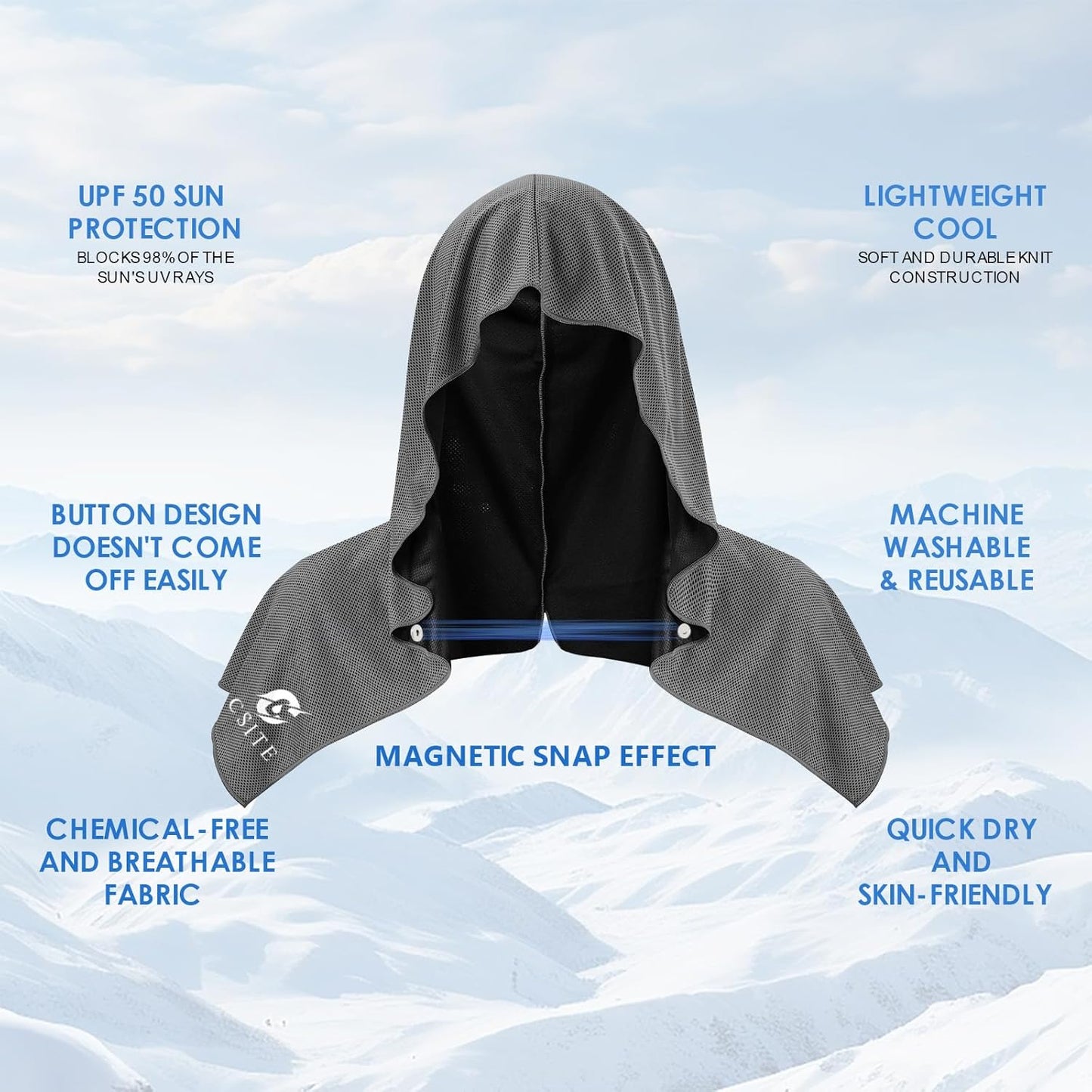 4 Pack Cooling Hoodie Towels for Neck and Face, UPF 50 Sun Protection & Instant Cooling, Ice Towels for Hot Weather, Soft Breathable Towel for Sport, Work Out, Gym, Camping & More Activities