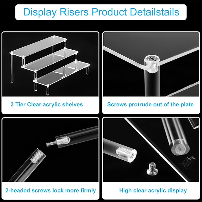 HENABLE Large Acrylic Display Risers, Perfume Stand Organizer, Tabletop Use - Image 4