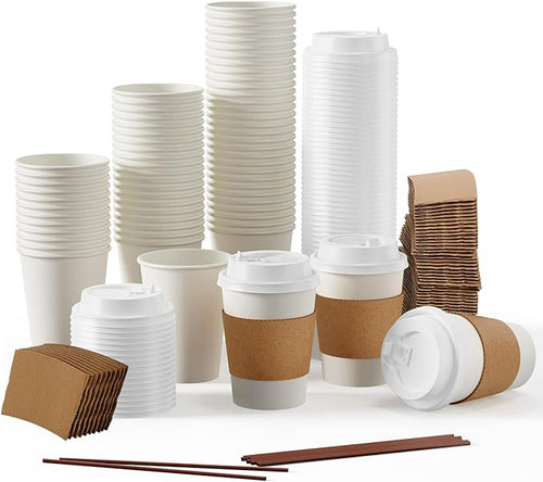 12 oz Paper Coffee Cups, Disposable Paper Coffee Cup by JOLLYPARTY