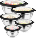 P&P CHEF Mixing Bowls with Visible Airtight Lids Set of 5, 10-Piece Stainless by PPCHEF