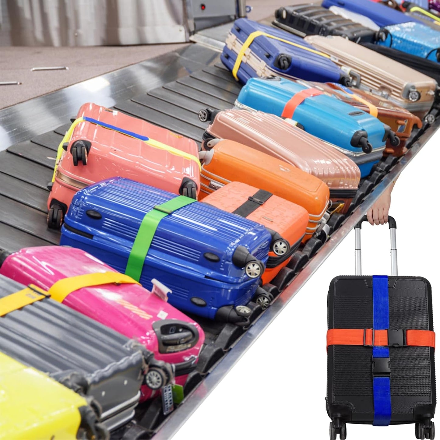 4Pcs Luggage Straps for Suitcase Travel Accessories TSA Approved, 80In Long Belts to Keep Your Suitcase Secure, Adjustable Bag Straps with Quick-Release Buckle for Travel Bag Closure, Orange