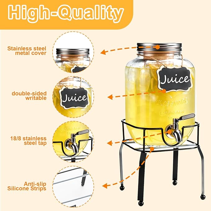 2 Pack1 Gallon Glass Drink Dispensers - Image 7