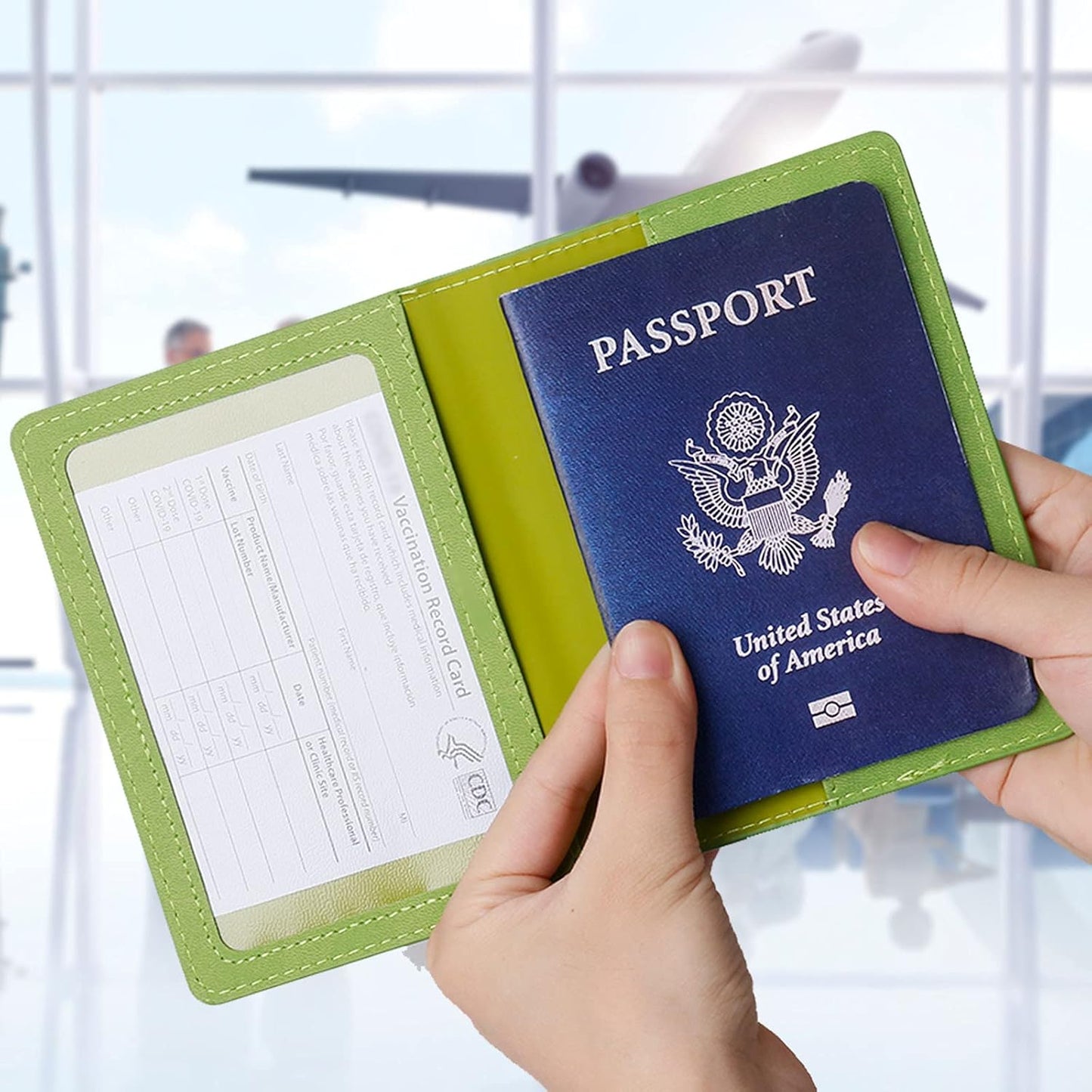 TIGARI Passport Holder for Travel Women Men, PU Leather Passport Wallet Cover Case Sleeve, Waterproof Protected Document Organizer, Family Vacation Plane Cruise Travel Essentials-Green