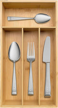 guiogc Bamboo Silverware Organizer, Kitchen Drawer Organizer by guiogc
