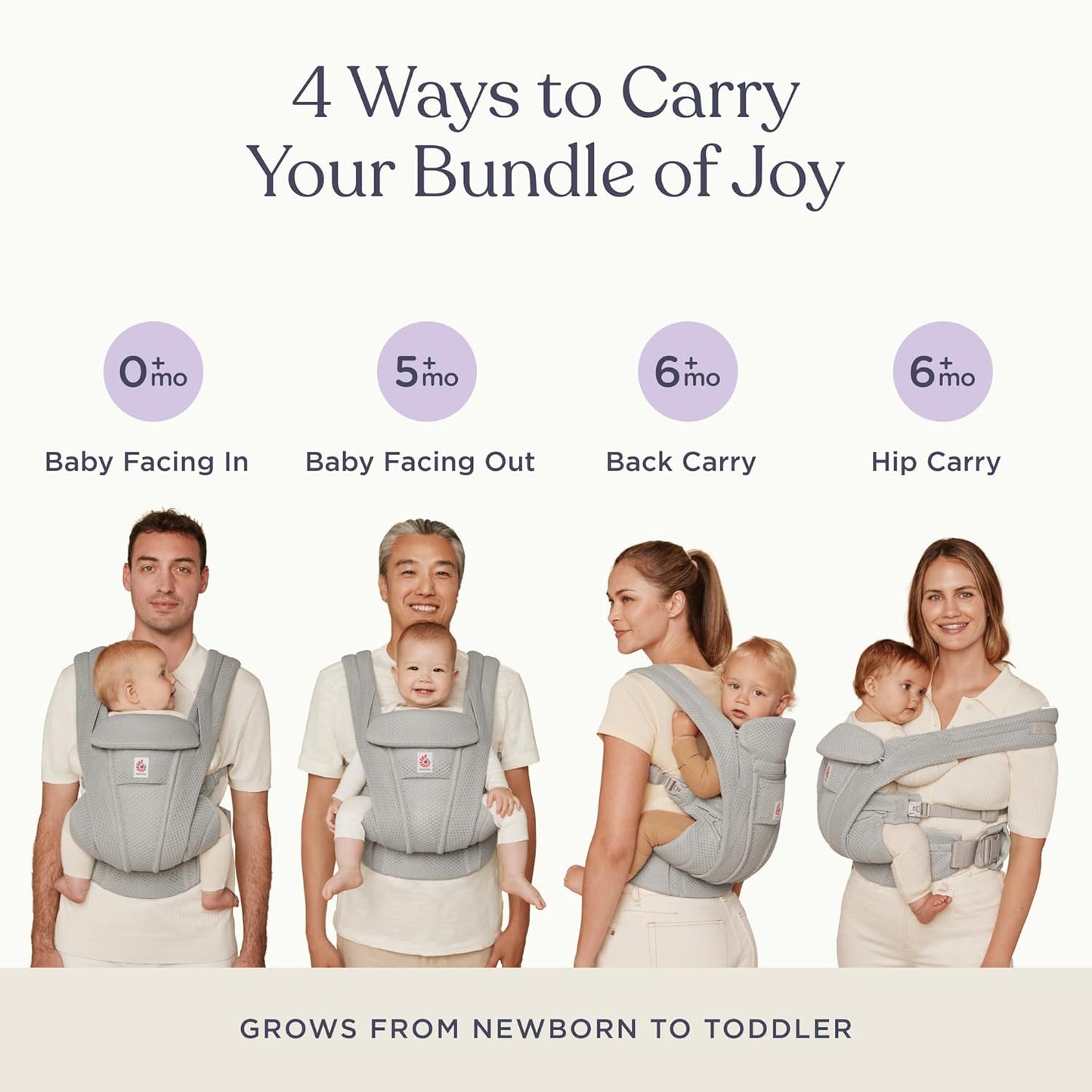 Ergobaby Omni Deluxe Baby Carrier Newborn to Toddler - Breathable Baby Carriers for Summer - All-Position Carrier with Enhanced Lumbar Support & Airflow (7-45 Pounds), Mesh, Onyx Black
