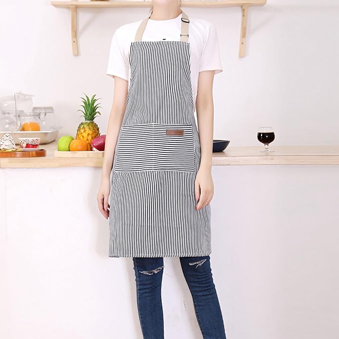 Tosewever 2 Pieces Kitchen Cooking Aprons, Cotton Polyester Blend Adjustable - Image 4