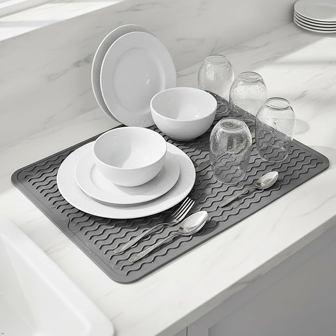 Silicone Drying Mat 16 × 12 – Dark Gray Non-Slip Sink Mat - Image 3