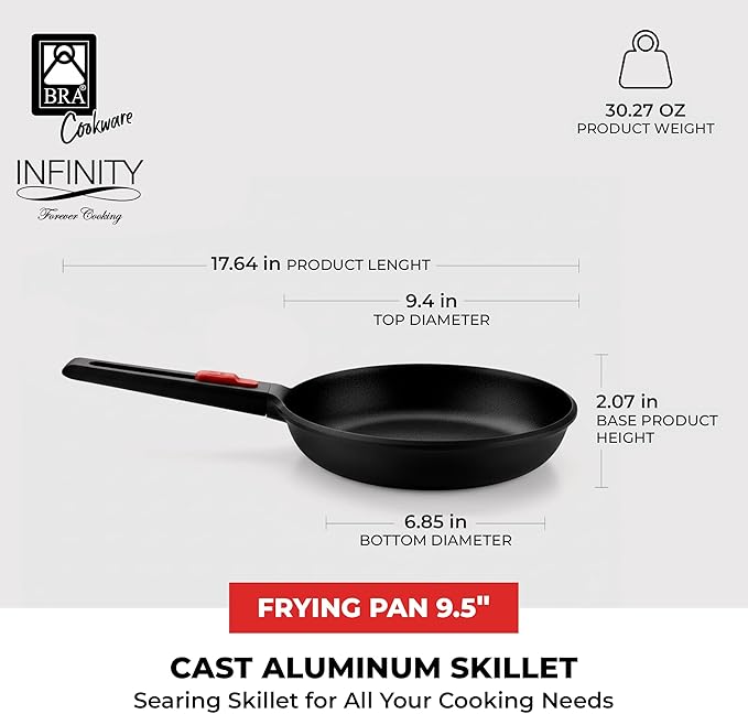 BRA COOKWARE Infinity Nonstick Frying Pan | 9.5-Inch Cast Aluminum Skillet | - Image 3