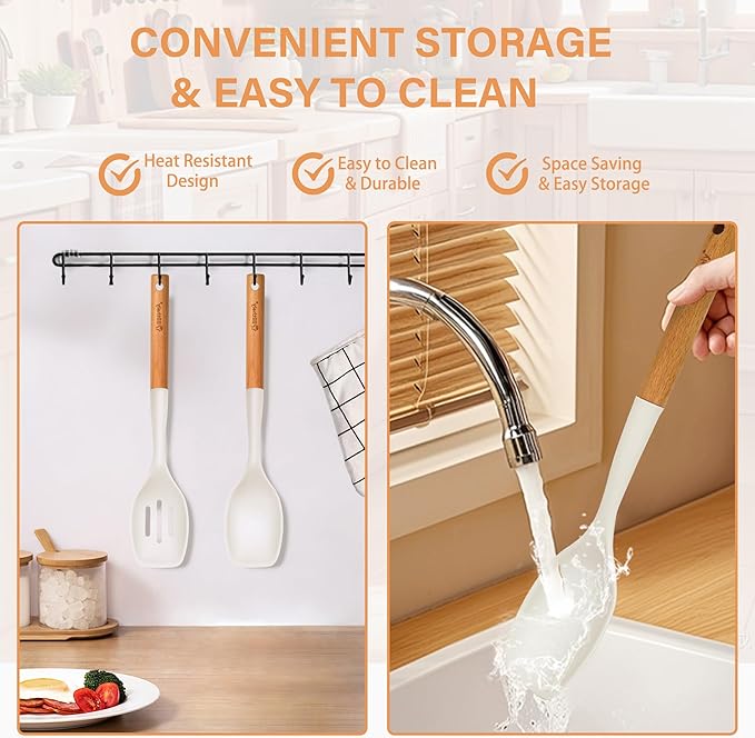 4PCS Silicone Cooking Spatula and Spoons Set, Nonstick Kitchen Utensils Set - Image 8