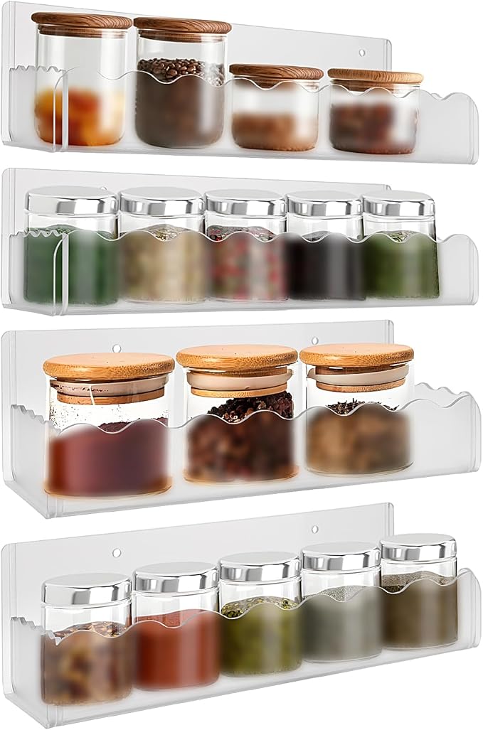 10 inch Spice Rack Wall Mounted, 4 Pack Spice Organizer Shelf by Douildhaiy