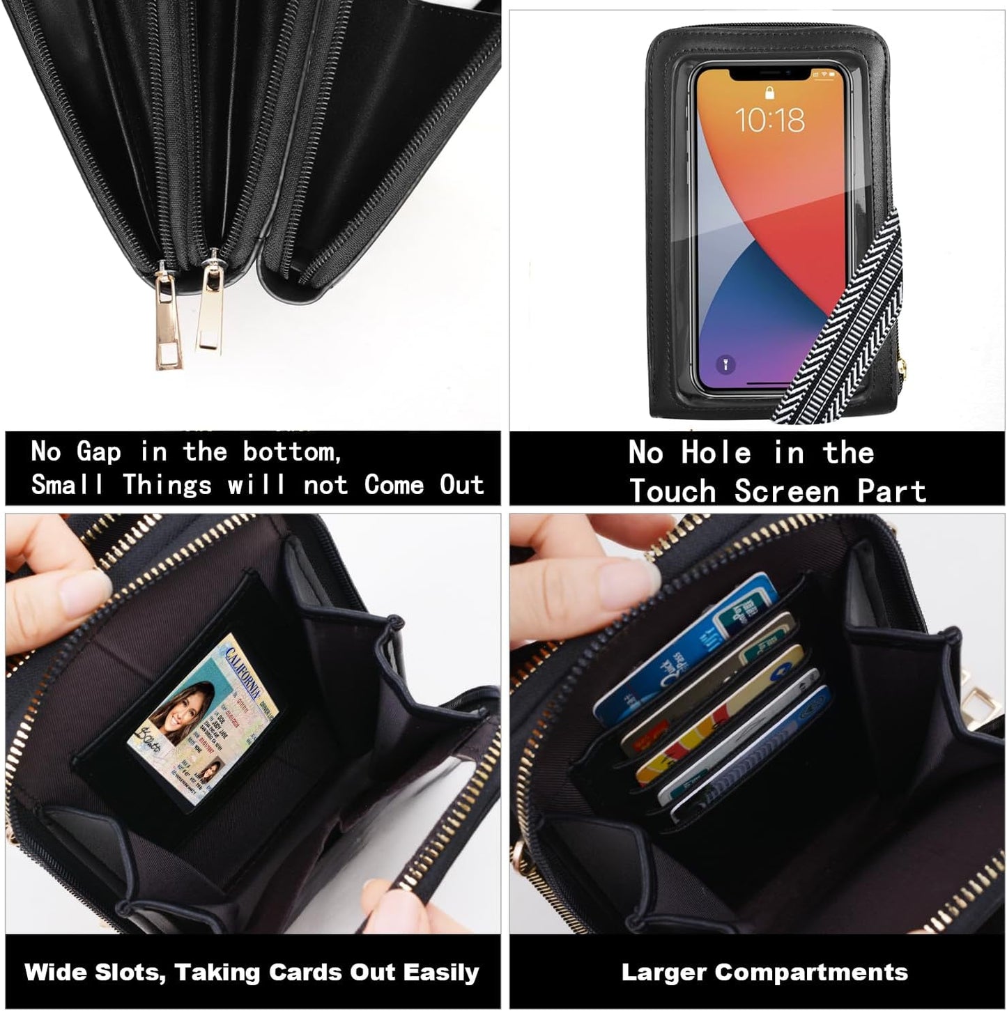 Crossbody Cellphone Purse Women Touch Screen Bag RFID Blocking Wallet Handbag Shoulder Strap