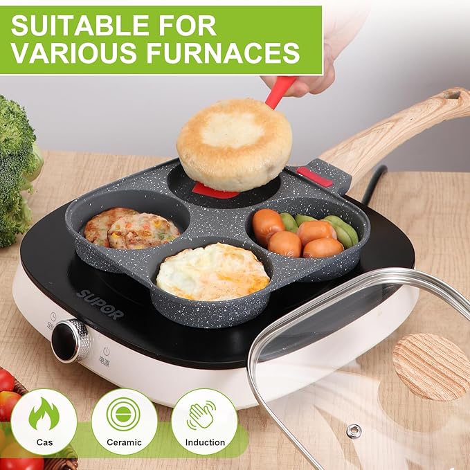 4-Cup Egg Pan, Premium Egg Pans Nonstick, Omelette Pan - Image 3