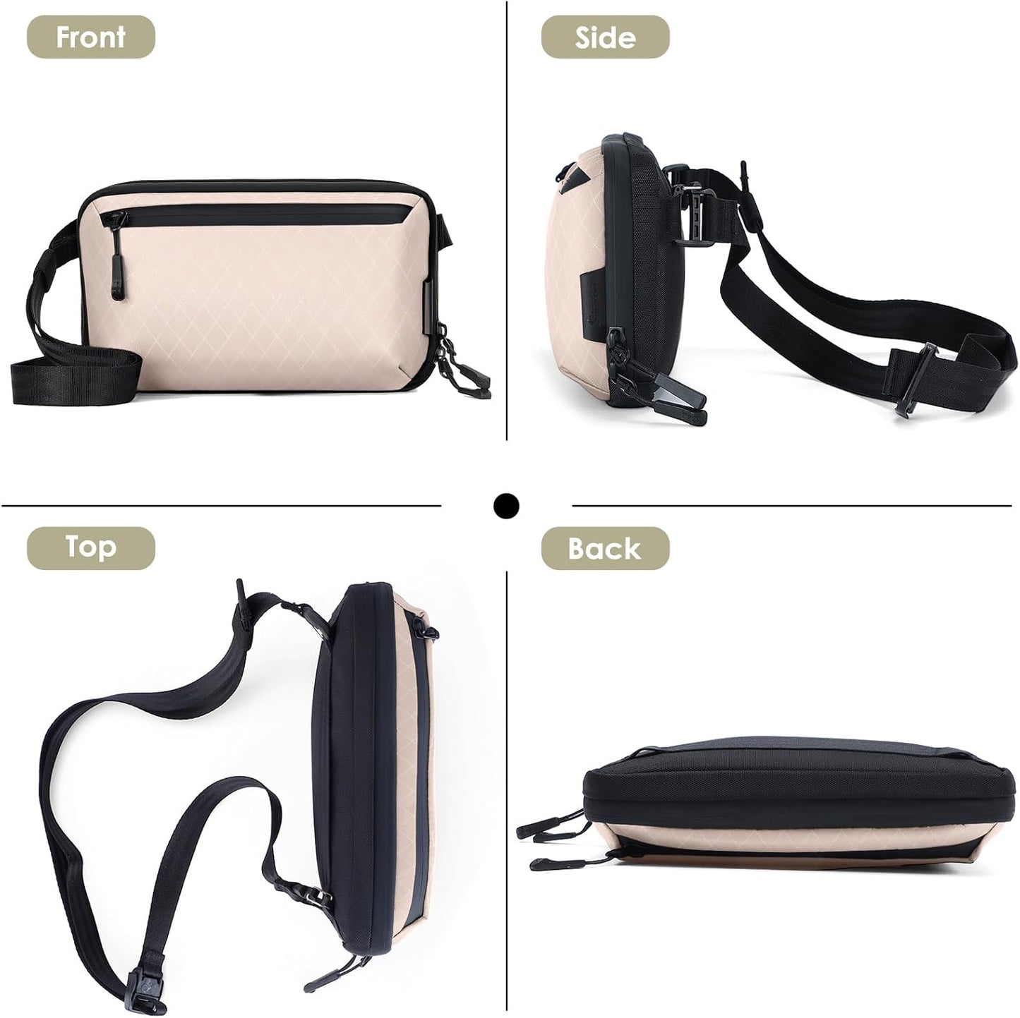 Electronics Organizer Tech Travel Pouch – Waterproof Nylon Diamond Quilted & 900D Travel Case Cable Bag for Cords Chargers
