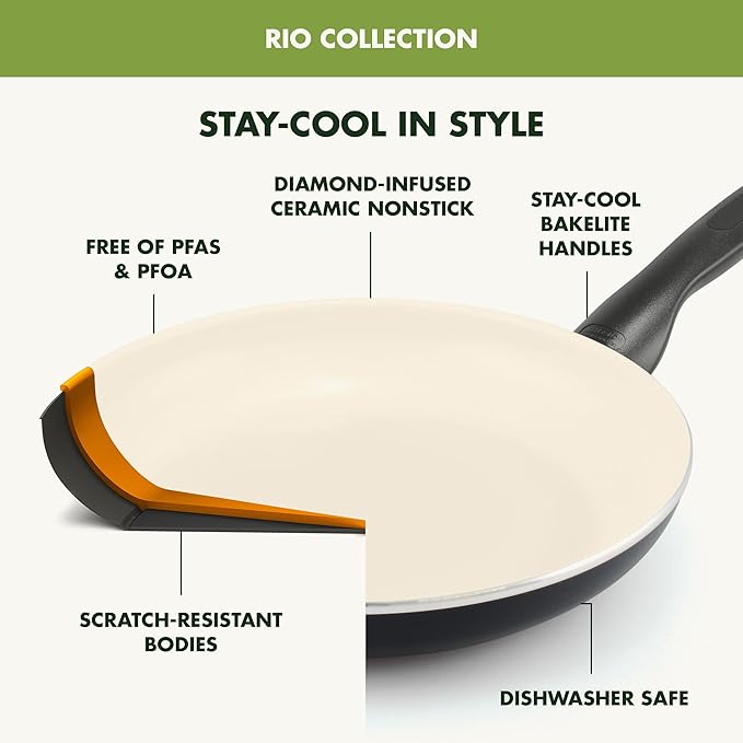 GreenPan Rio 11" Square Griddle Pan, Ceramic Nonstick Cookware, PFOA and - Image 3
