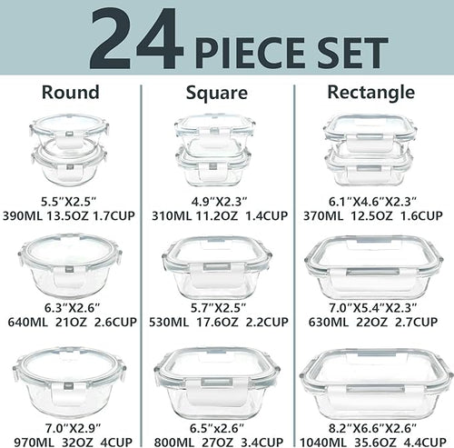 12 Pack Glass Lunch Meal Prep Containers - Image 2