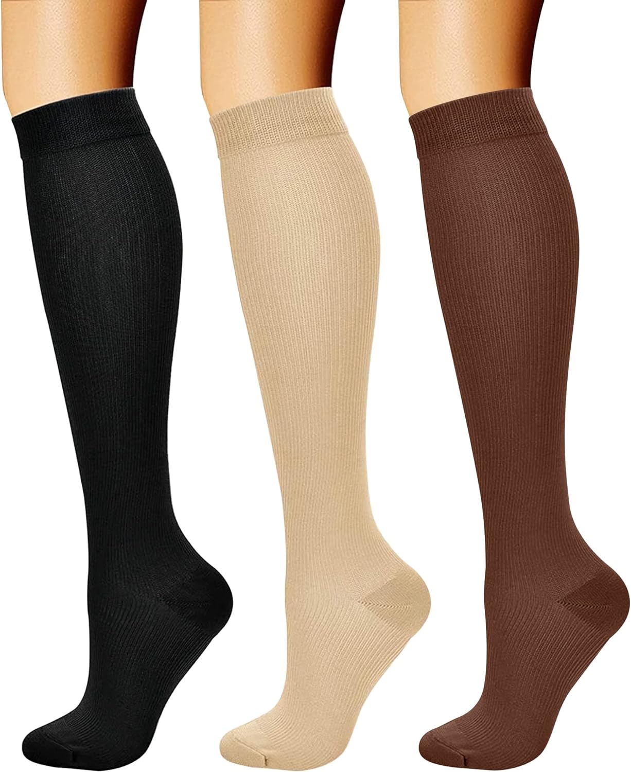 CHARMKING Compression Socks for Women & Men Circulation (3 Pairs) 15-20 mmHg is Best Support for Athletic Running Cycling