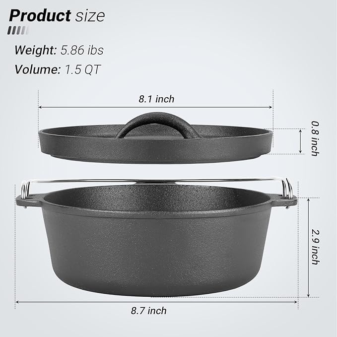 Northriver Casting Cast Iron Dutch Oven Pot - Image 2