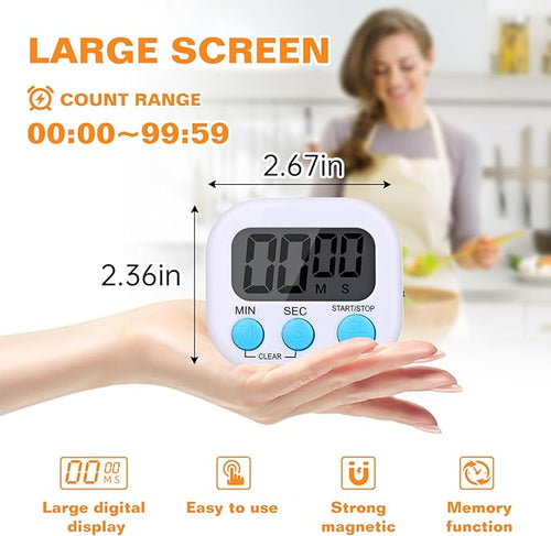 12 Pack Digital Kitchen Timers for Cooking, Small Magnetic Countdown Classroom - Image 2
