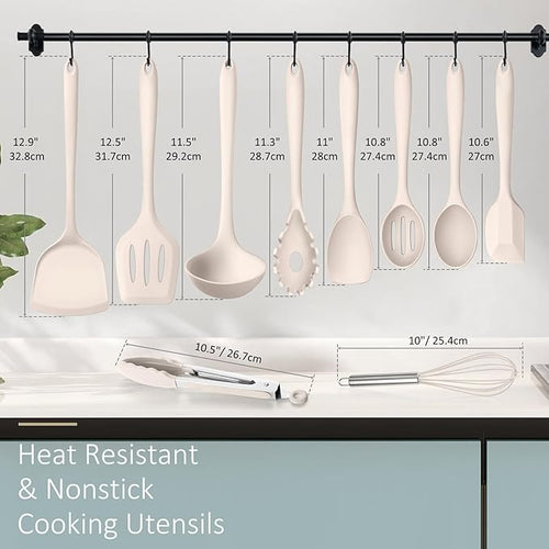 10 Pack Kitchen Utensils Set for Cooking, Leonyo Silicone Cooking Utensils Set - Image 2
