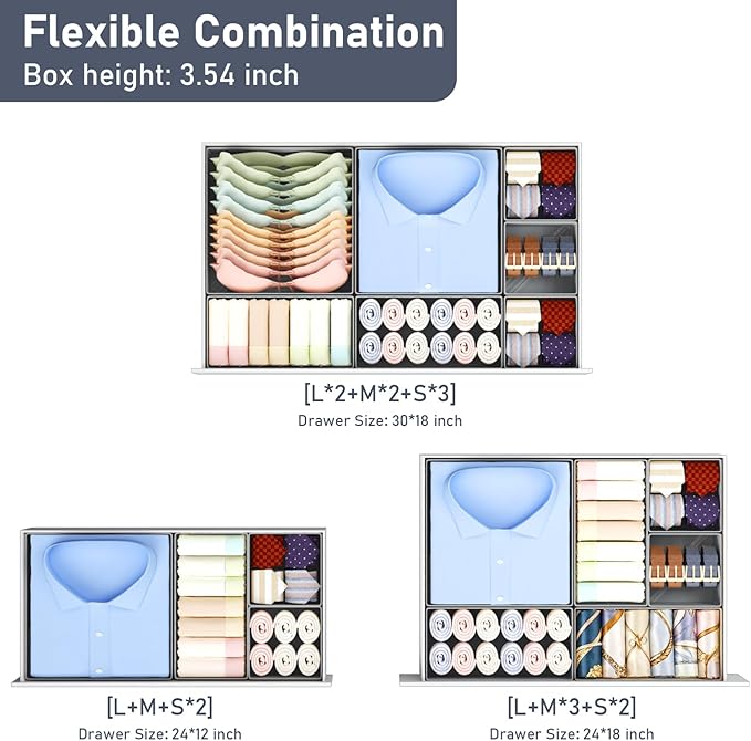 DIMJ Drawer Organizer Clothes, 21 Pack Dresser Organizer, Foldable Closet - Image 4