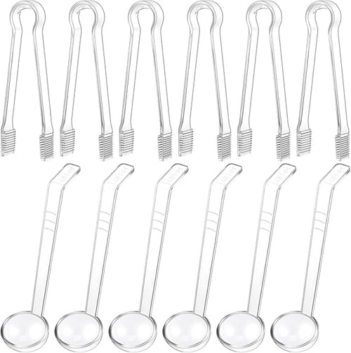 12 Pieces Plastic Serving Utensils Set Including 6 Pcs 1 oz Small Ladle and 6 by Domensi