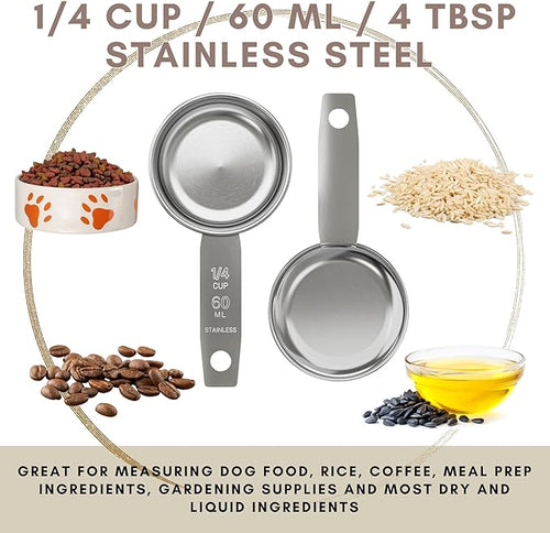 1/4 Cup Stainless Steel Measuring Cup | Sturdy Metal 60 ml | 60 cc | 2 oz | - Image 2