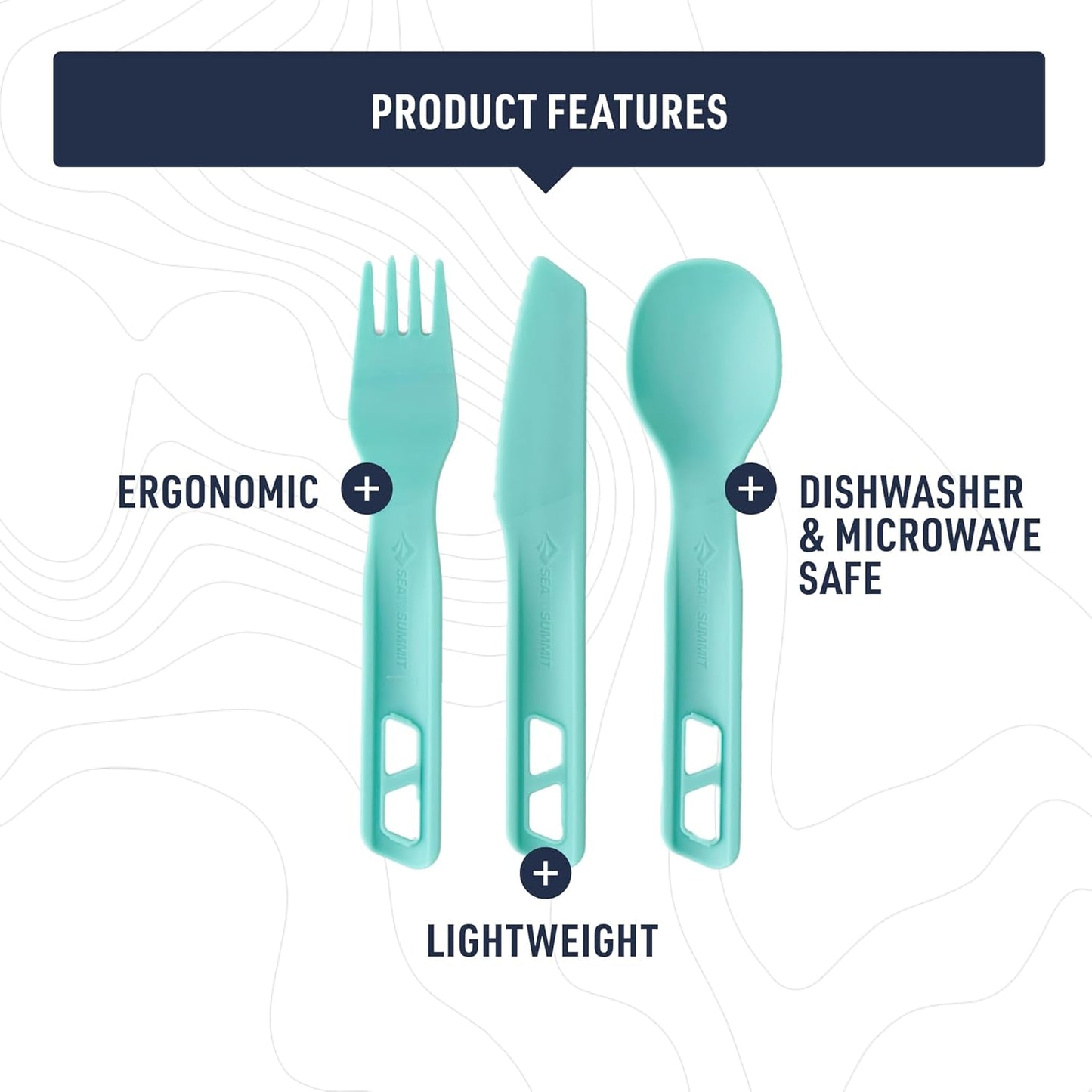 Sea to Summit Passage Camp Cutlery Set, Fork, Spoon and Knife, Arrowwood Yellow