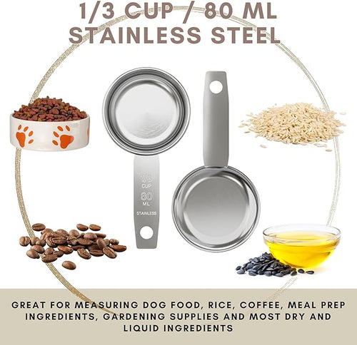 1/3 Cup Stainless Steel Measuring Cup | Sturdy Metal 80 ml | 80 cc | 3 oz | - Image 2