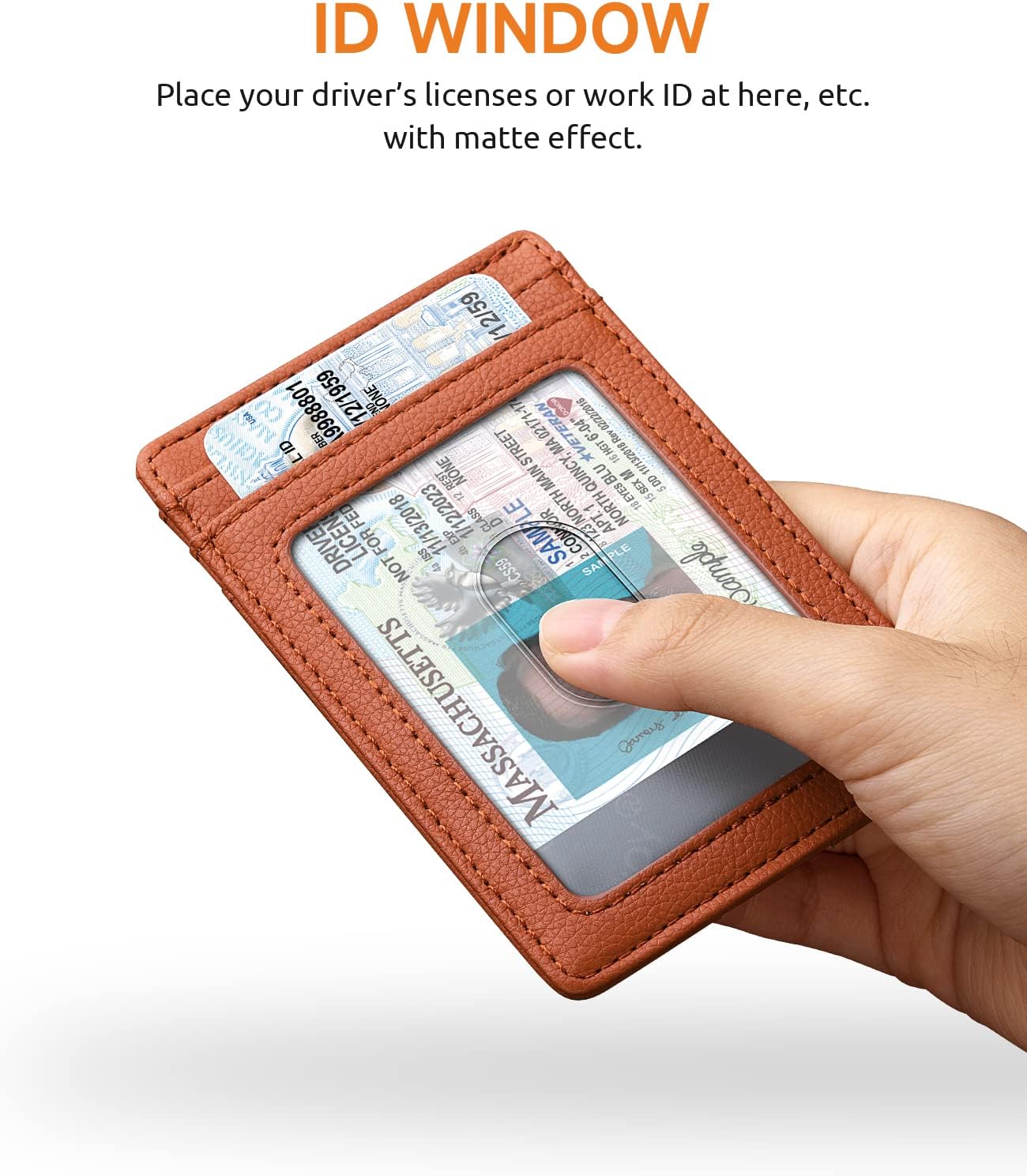 Buffway Mens Slim Wallet, Minimalist Thin Front Pocket Leather Credit Card Holder with RFID Blocking for Work Travel