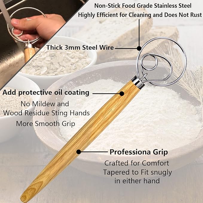 Danish Dough Whisk, Sourdough Tools - Image 2