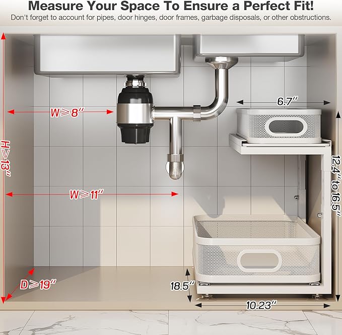 2 Pack 18.5IN-Depth Under Sink Organizer - Image 2