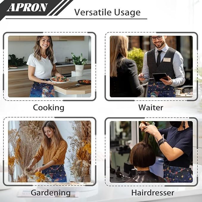 Server Apron with 3 Pockets, Waterproof Oil Waitress Waiter Half Apron - Image 5
