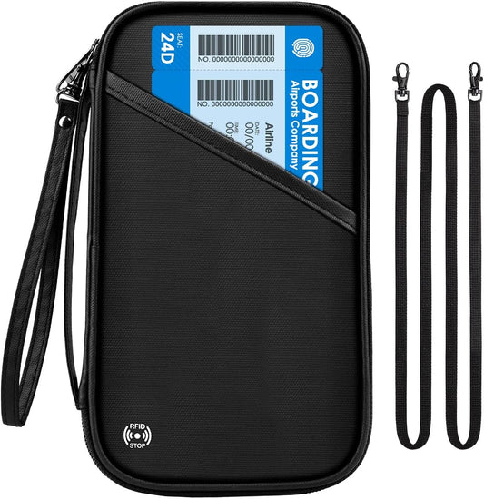 Travel Passport Wallets, Airtag Lightweight Family Passport Holder With RFID Blocking Passport Cover Case Waterproof Bag Document Organizer for Men and Women