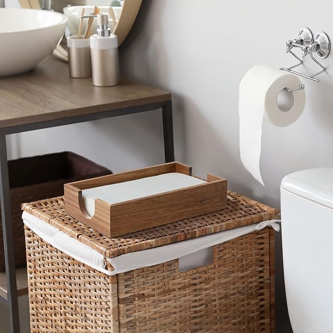 Napkin Holder for Bathroom, Acacia Wooden Guest Towel Holder Tray for Bathroom - Image 6