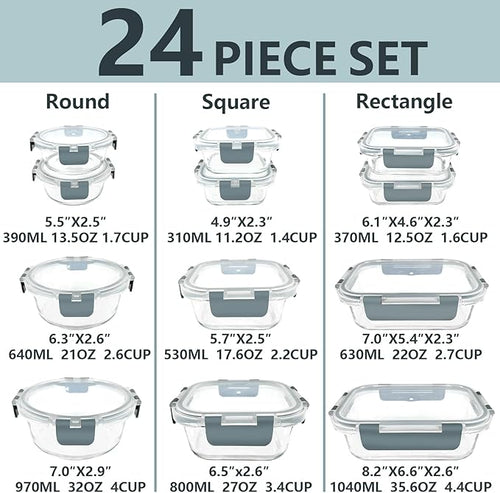 12 Pack Glass Food Storage Container Set - Image 2