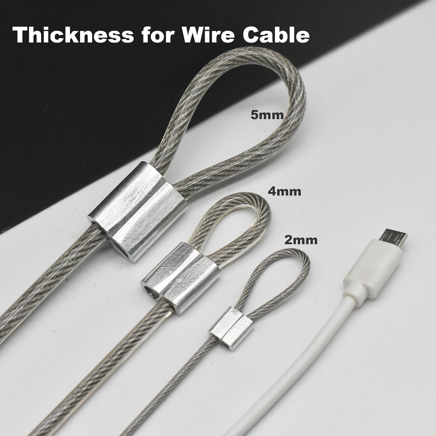 10 Pcs 5mm Wire 12 inch Vinyl Coated Stainless Steel Cable with Loops Short Wire Rope Lanyard Lock Security Chain Link for Outdoor Gates, Clear(5mm x 12 inch)