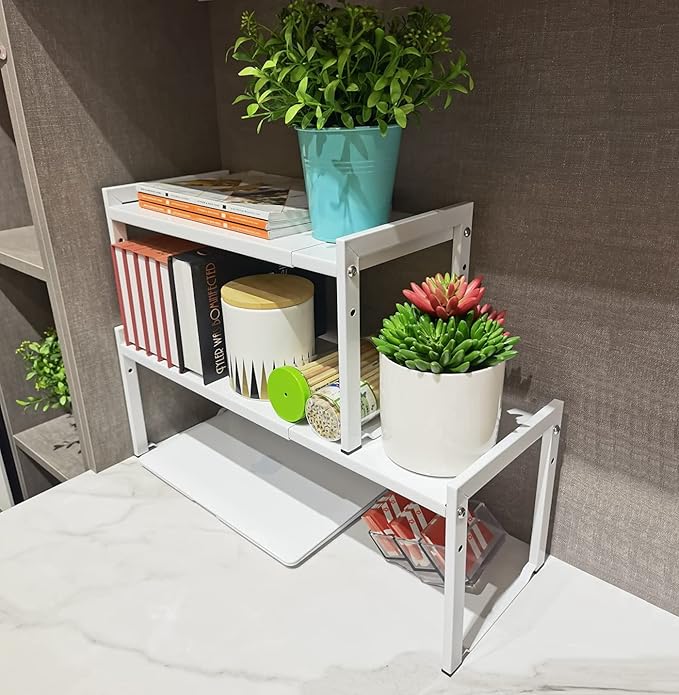 Expandable Cabinet Shelf Organizer 16-26" L Stackable Kitchen Counter Shelf - Image 10
